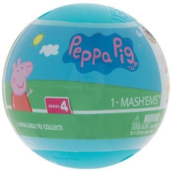 the peppa pig ball is blue and has an image of peppo pig on it