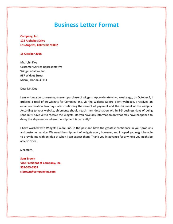 a business letter format with an orange border and blue letters on the bottom right corner