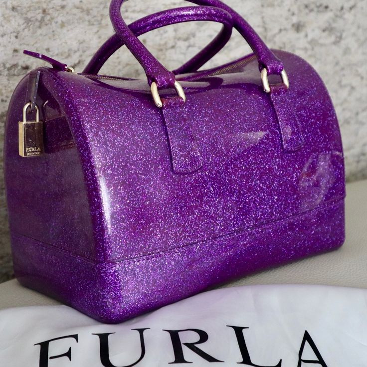 Perfect Condition, Never Worn. Comes With The Original Dust Bag. Glitter Bag, Furla Bags, Glam Bag, Purple Reign, Purple Love, Cheap Handbags, All Things Purple, Beautiful Handbags, Purple Bags