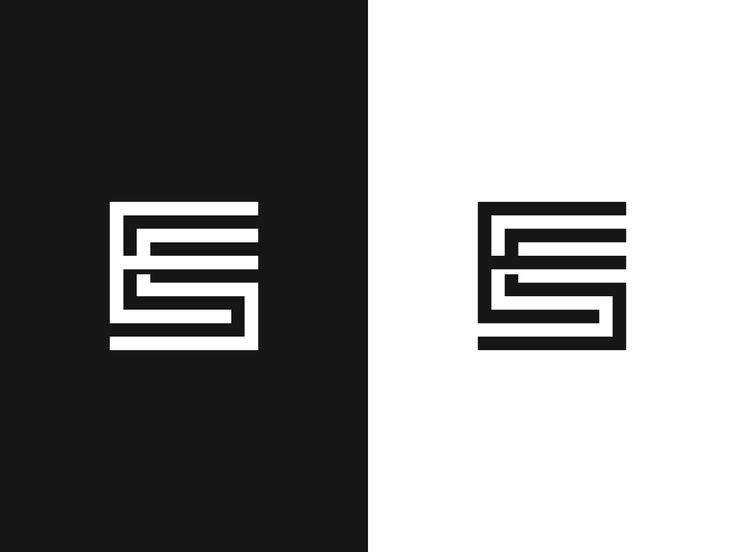 two black and white logos with the letter s