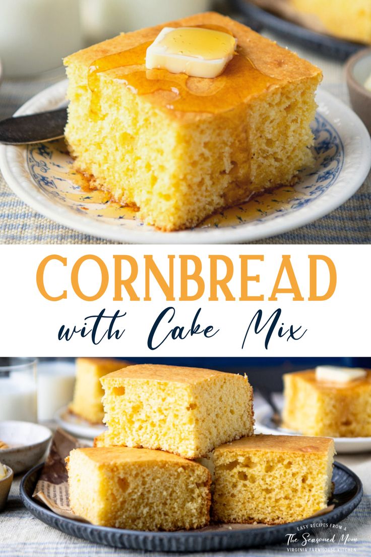 cornbread with cake mix on a plate