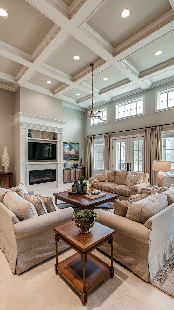 a living room filled with furniture and a flat screen tv mounted to the wall over a fireplace