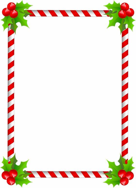 a christmas frame with holly and candy canes