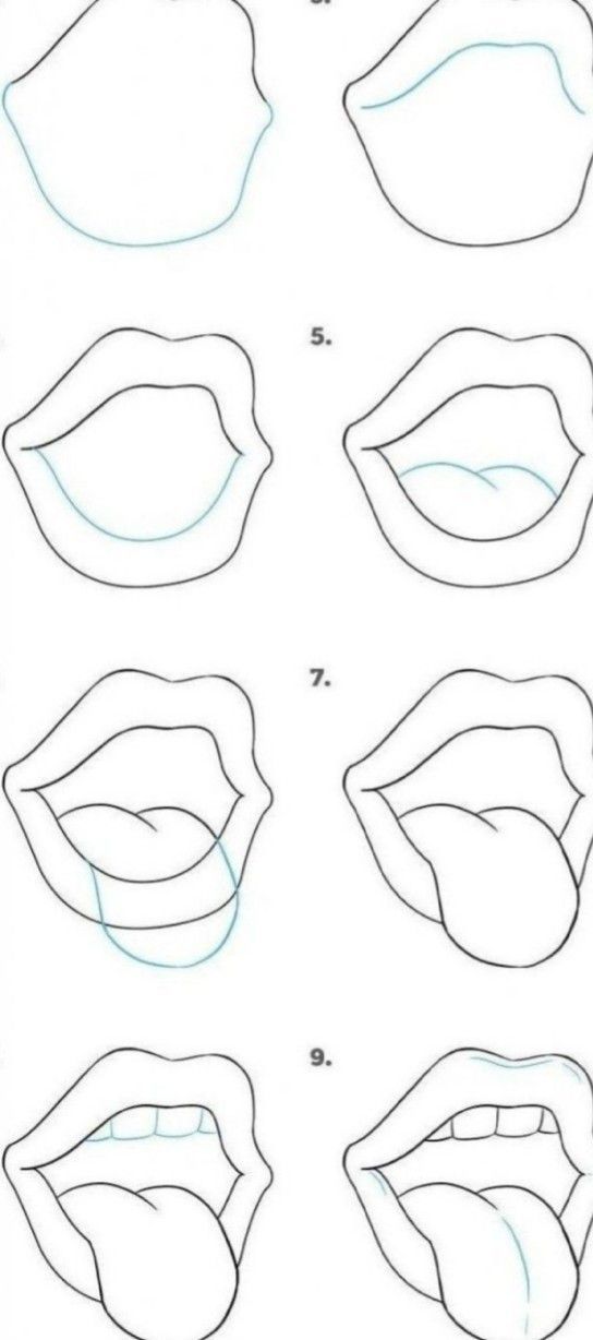 step by step instructions on how to draw lips