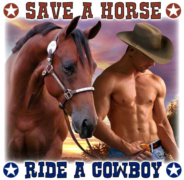 a man in cowboy hat standing next to a horse with the caption's name on it