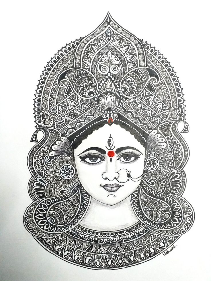 Goddess Durga mandala art Mandela Art Durga Maa, Dusshera Mandala Art, Mandala God Art, Aesthetic Zentangle Art, Mandala Art Durga Maa, Mandala Durga Maa, Durga Mata Mandala Art, Durga Devi Mandala Art, Navratri Special Mandala Art