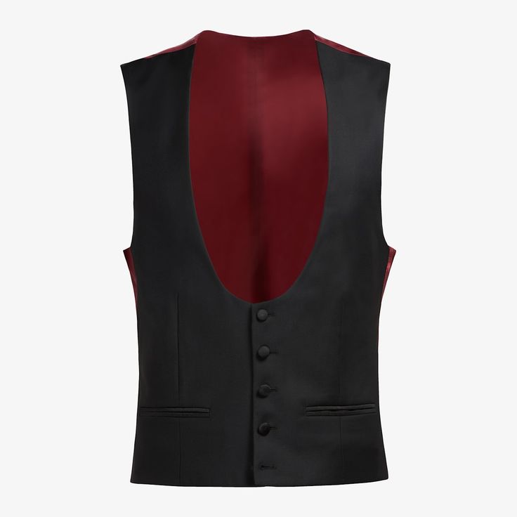 An elegant addition to any evening look,
 this black, slim-tailored waistcoat is cut from wool by the Vitale Barberis
 Canonico mill, and features jetted pockets, 5 silk-covered buttons and a deep
 U-neck collar. Tailored Waistcoat, Navy Tuxedos, Evening Look, Slim Fit Tuxedo, Tuxedo Shirts, Black Tuxedo, Tuxedo Jacket, Vest Coat, U Neck