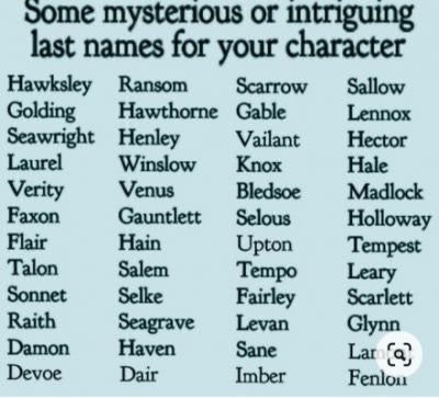 some mysterious or intriguing last names for your character