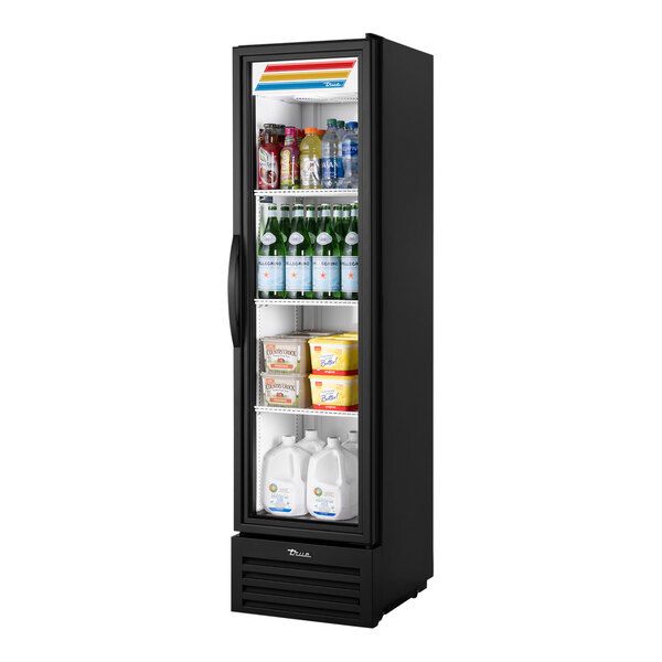 an open refrigerator with drinks and milks in the door, on a white background