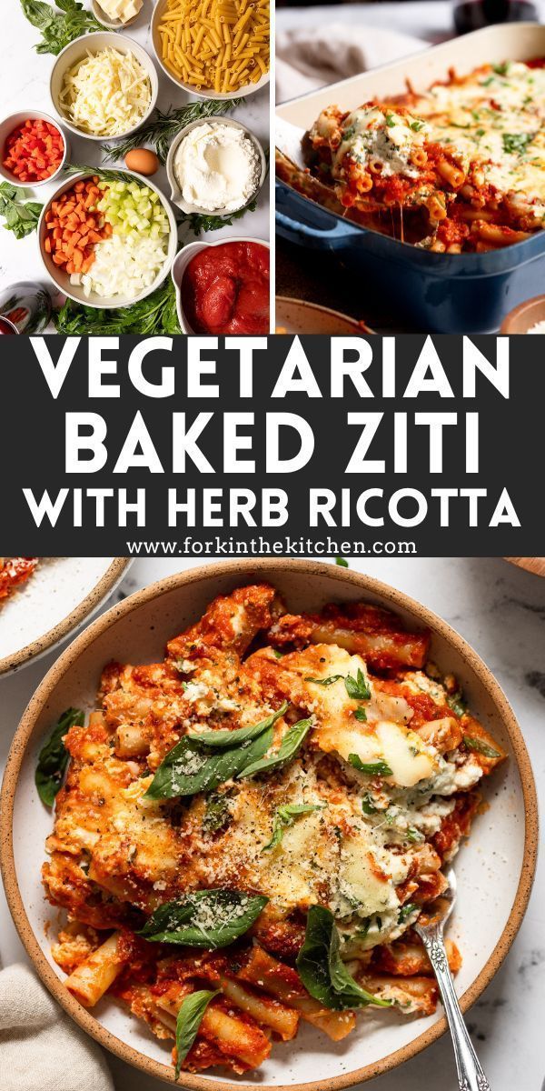 vegetarian baked zitti with herb ricotta is an easy and delicious side dish