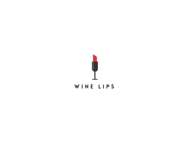 the logo for wine lips is shown in black and red, with an orange tip