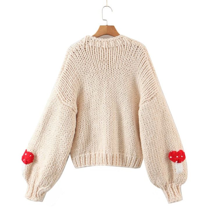 Another darling piece from our collection is our Mushroom Embroidered Cardigan. A knit Mushroom Embroidered Cardigan featuring a ribbed trim, allover mushroom patches, dropped long sleeves, an open front, and a cropped hem. A super soft and warm addition to your winter wardrobe. Specs: Puff Sleeve Loose-fitting V-Neckline Material: Acrylic ONE SIZE Fits ALL Fall Embroidered Beige Cardigan, Embroidered Crew Neck Cardigan For Fall, Fall Embroidered Long Sleeve Cardigan, Embroidered Knit Cardigan For Fall, Embroidered Beige Sweater For Fall, Cozy Embroidered Fall Cardigan, Knit Mushroom, Winter Knit Sweater, Embroidered Cardigan