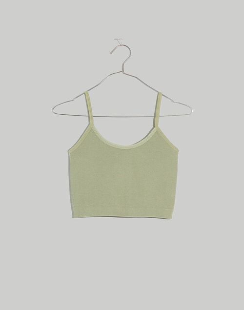 Seamless Crop Cami Seamless Cropped Sports Bra With Minimal Stretch, Seamless Stretch Crop Top For Everyday, Everyday Stretch Seamless Crop Top, Spring Versatile Cropped Sports Bra, Versatile Seamless Tank Top, Seamless Tank Sports Bra For Spring, Spring Seamless Tank Sports Bra, Seamless Summer Sports Bra For Everyday, Cropped Sports Bra For Spring