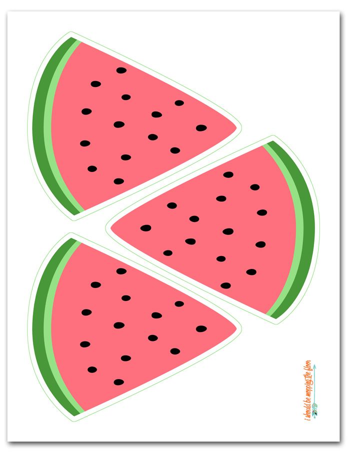 three slices of watermelon cut in half