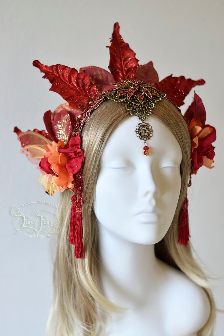 Fire Fairy Costume, Greek Mythology Costumes, Headdress Ideas, Fairy Headdress, Phoenix Costume, Fire Costume, Fairy Headpiece, Fire Goddess, Fire Fairy