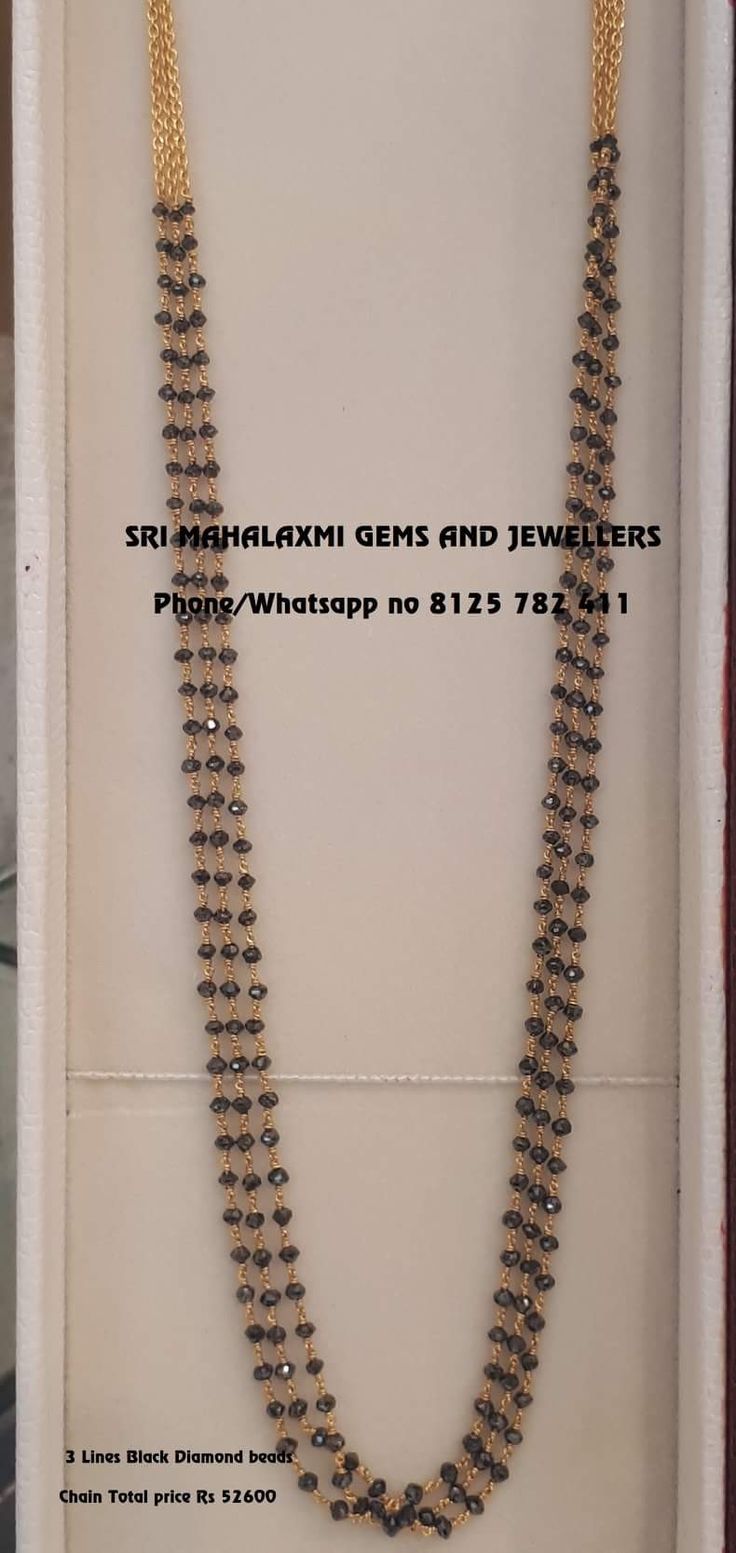 3 Rows black diamonds chain Black Diamonds Indian Jewellery, Black Diamond Beads Mangalsutra, Black Diamonds Nallapoosalu, Long Black Beads Chain Indian, Black Diamond Chains Indian, Black Bead Chains Gold, Long Black Beads Chain Indian Gold, Black Diamonds Chains, Black Beaded Jewelry Indian Gold