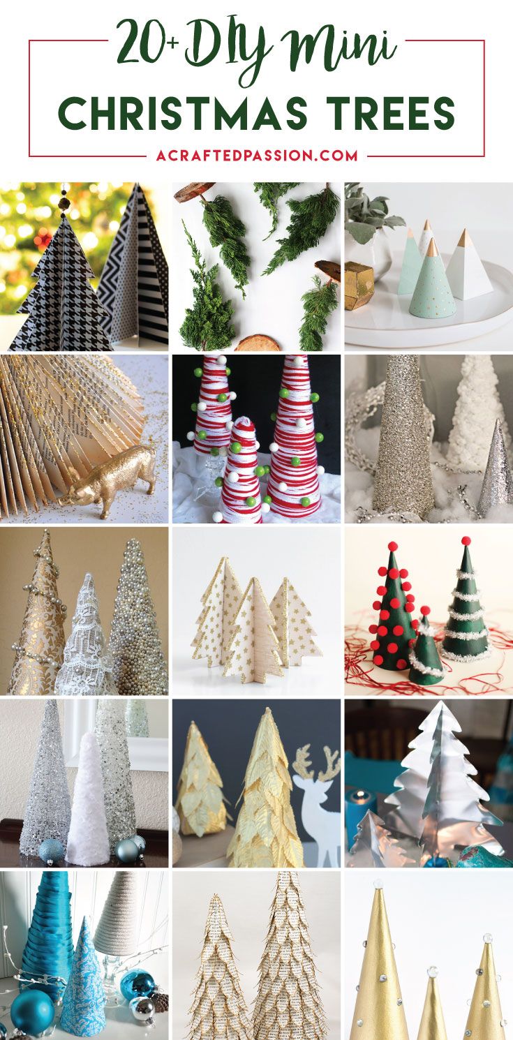 20 diy mini christmas trees with text overlay