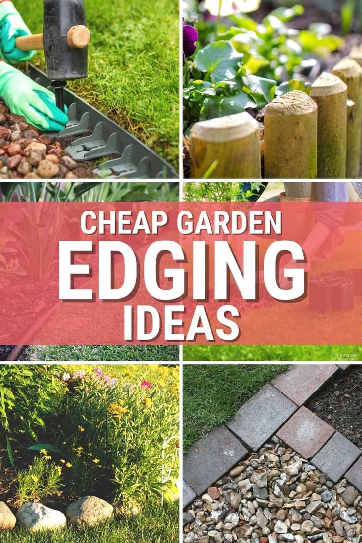 several different pictures with the words cheap garden edging ideas