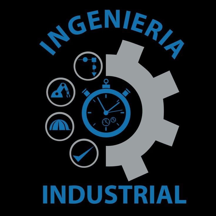 the logo for ingenieria industrial, which is designed in blue and grey on a black background