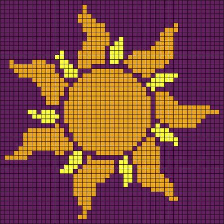 a cross stitch pattern with the sun on it