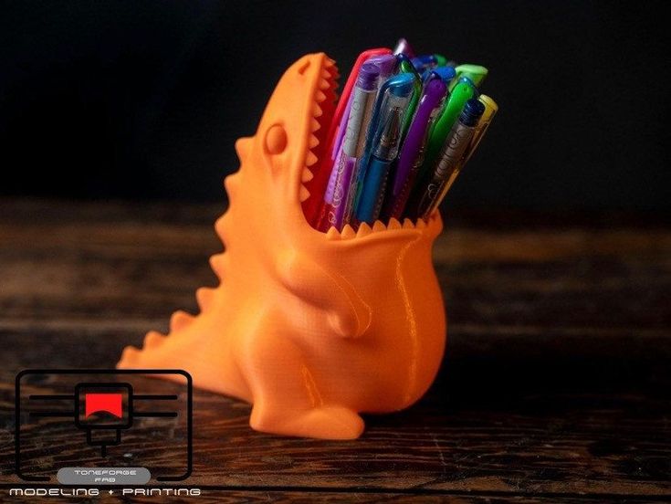 3D printed Dino Pencil Holder... Cool 3d Prints, 3d Printer Art, 3d Printing Toys, 3d Tiskárna, Useful 3d Prints, Drukarka 3d, 3d Printing Business, 3d Printing Art, 3d Printer Designs