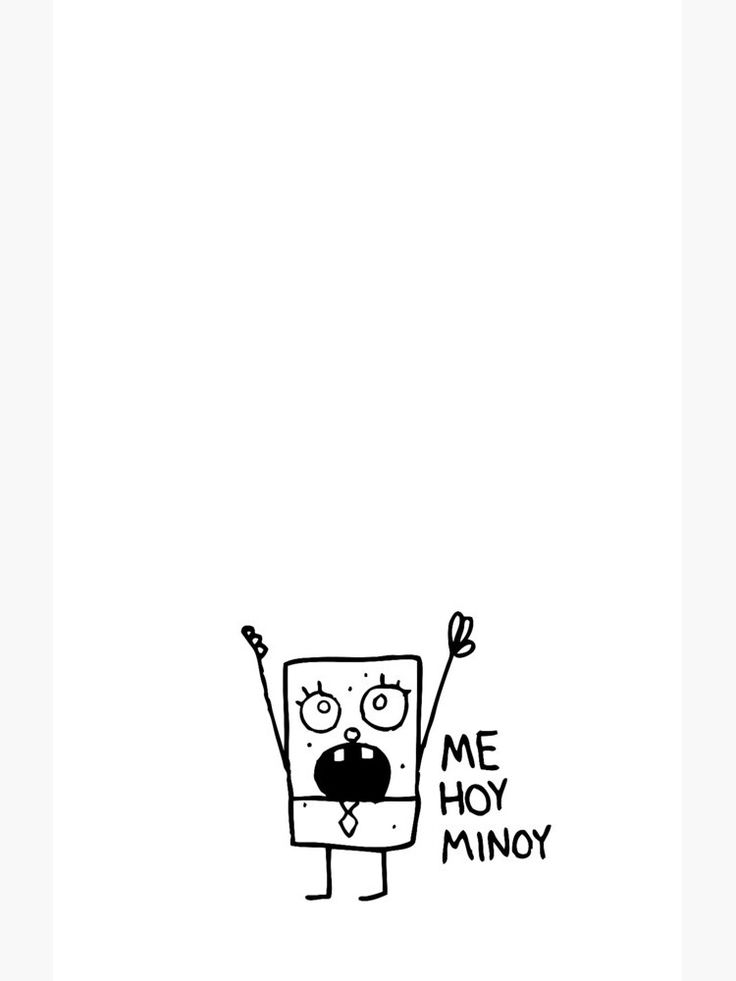 a black and white drawing of a cell phone with the words me hoy minoy on it