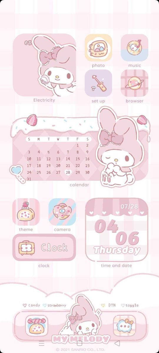 the hello kitty theme is shown in pink