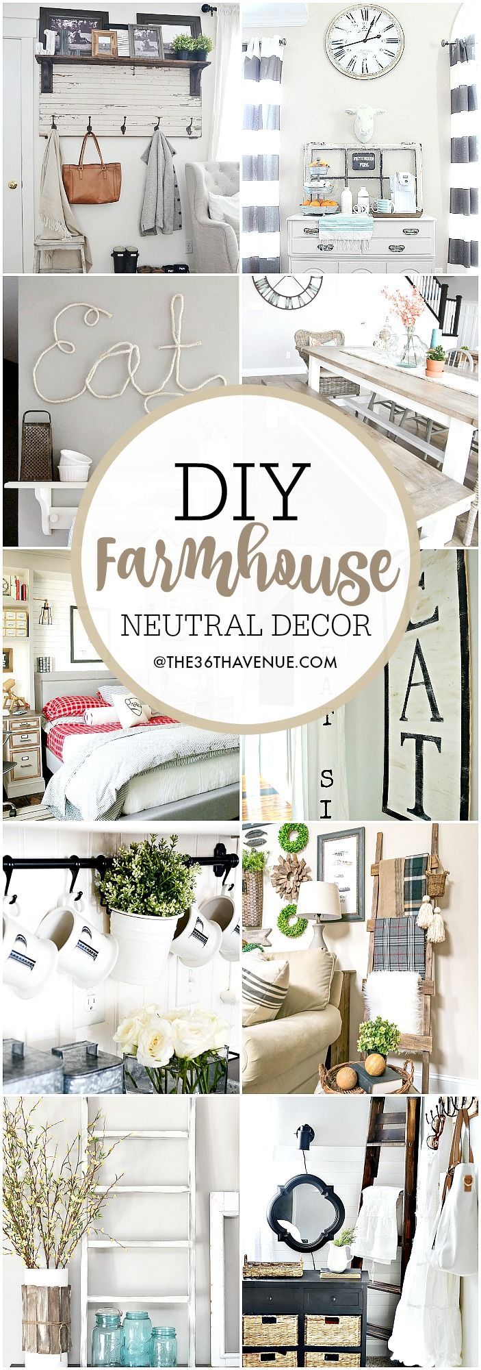 a collage of photos with the words diy farmhouse house neutral decor