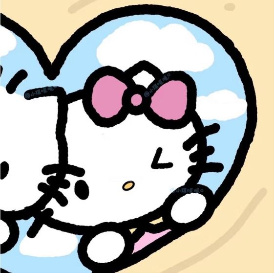 an image of a hello kitty heart with clouds