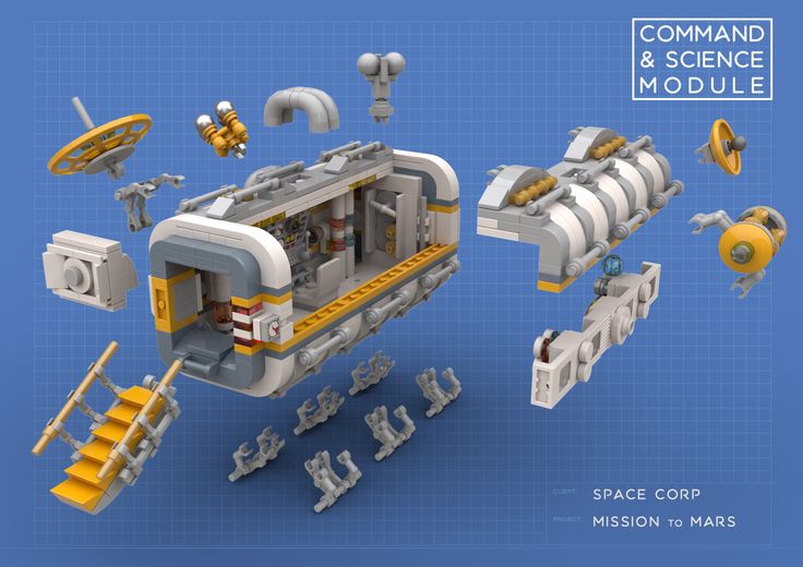 an image of a space station made out of legos and other items on a blue background