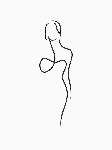 a black and white line drawing of a woman's body in the shape of a heart