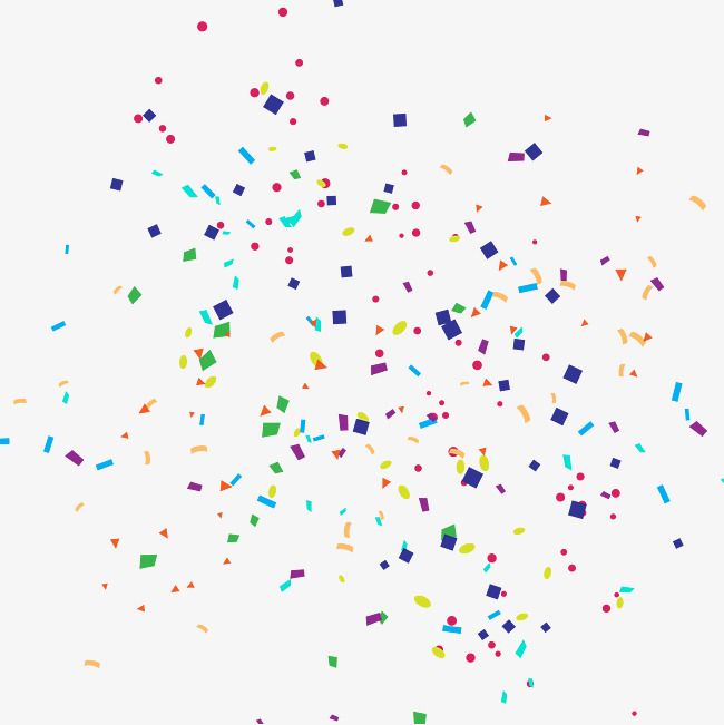 multicolored confetti sprinkles are flying in the air on a white background