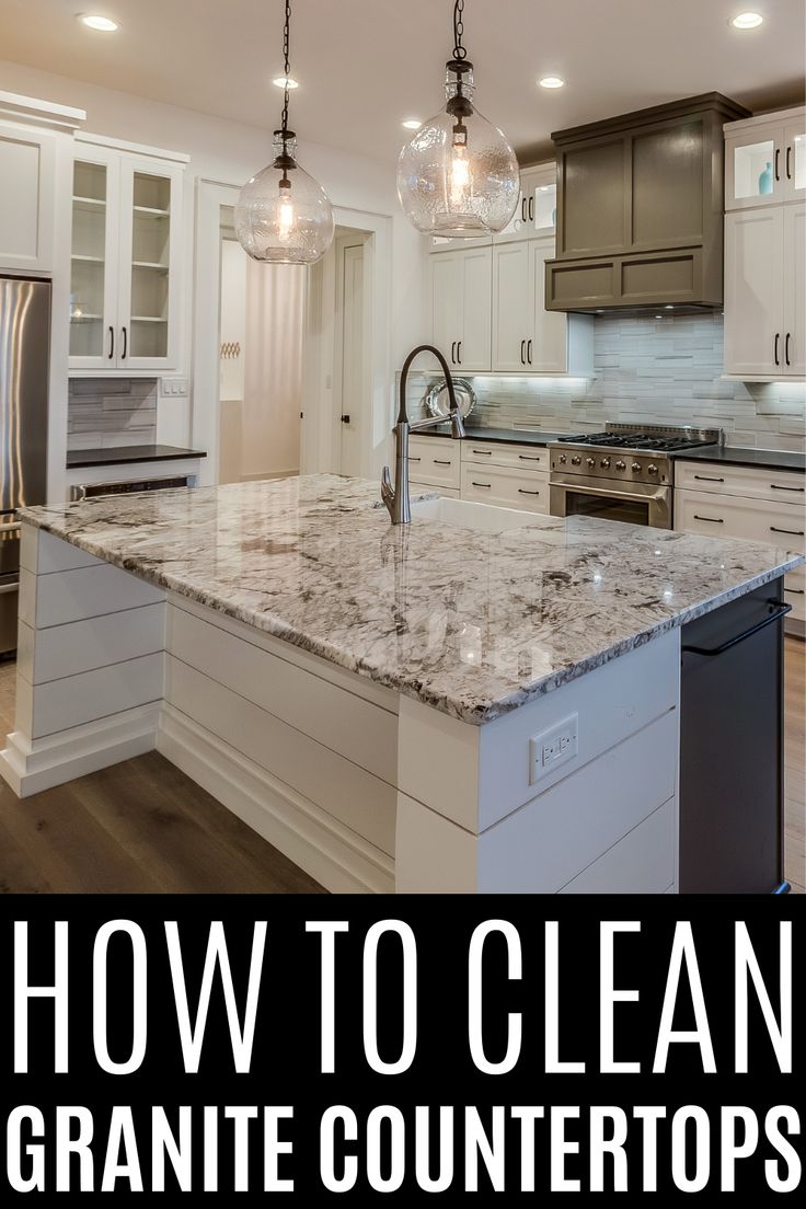 a clean granite countertop in a kitchen with the words how to clean granite countertops