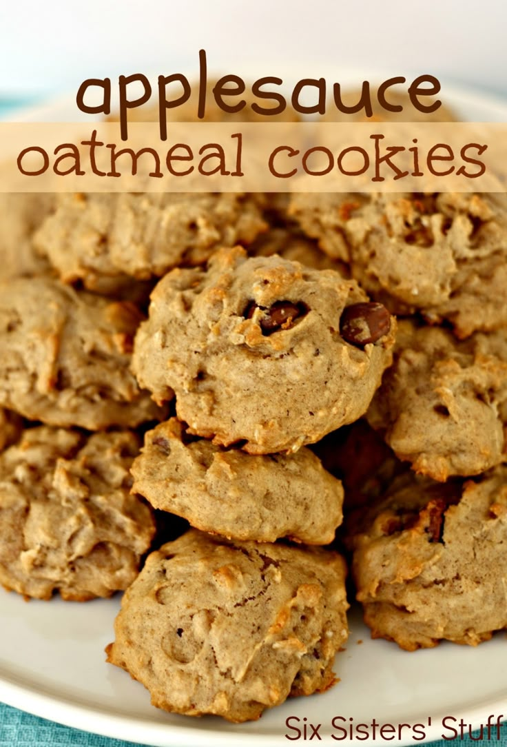 an image of applesauce oatmeal cookies on a plate