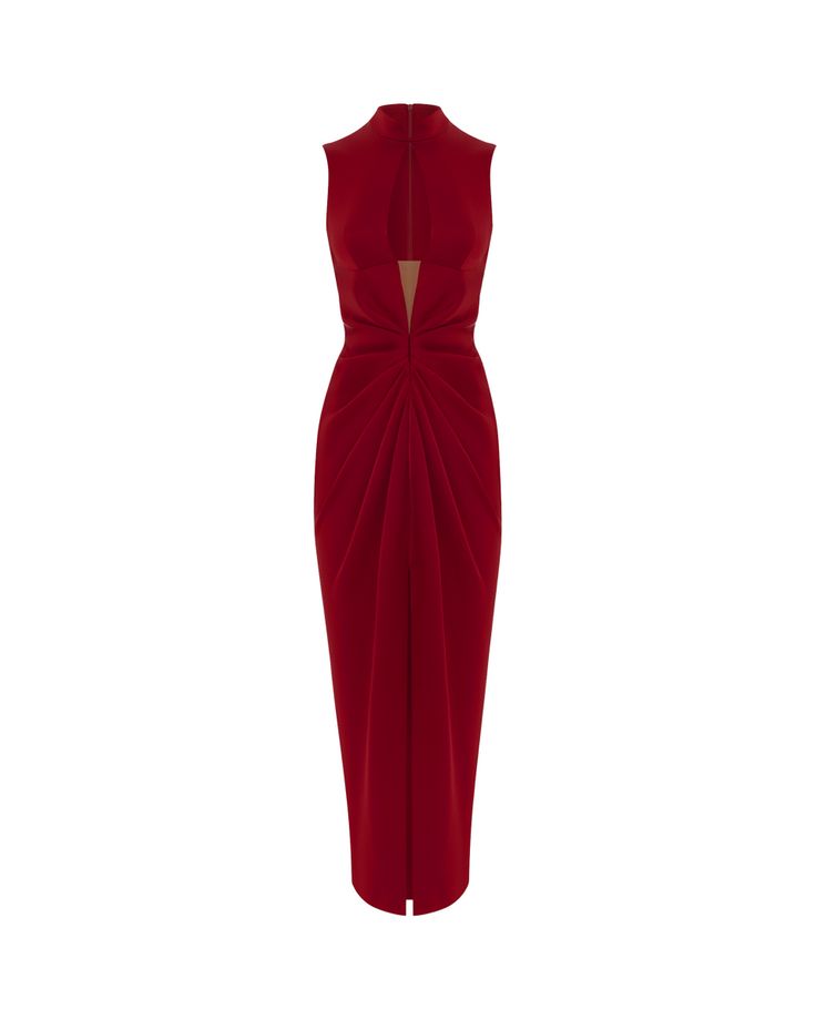 Elegant Evening Maxi Dress With Cutout, Stretch Satin Midi Dress, Ruched Dress With Cut-out Waist For Night Out, Sleeveless Gala Dress With Cutout Details, Stretch Elastane Dresses With Cutout, Stretch Elastane Dresses With Cutout Details, Stretch Cutout Elastane Dresses, Stretch Elastane Cutout Dress, Cutout Stretch Dresses Made Of Elastane