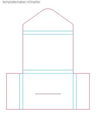 the top half of a paper box is shown in red, blue and green lines