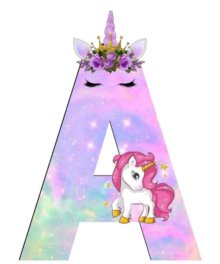 the letter a with a unicorn face and a crown on it's head is shown