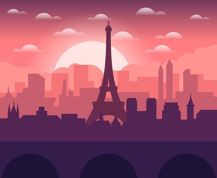 the eiffel tower is silhouetted against an orange and pink sky with clouds