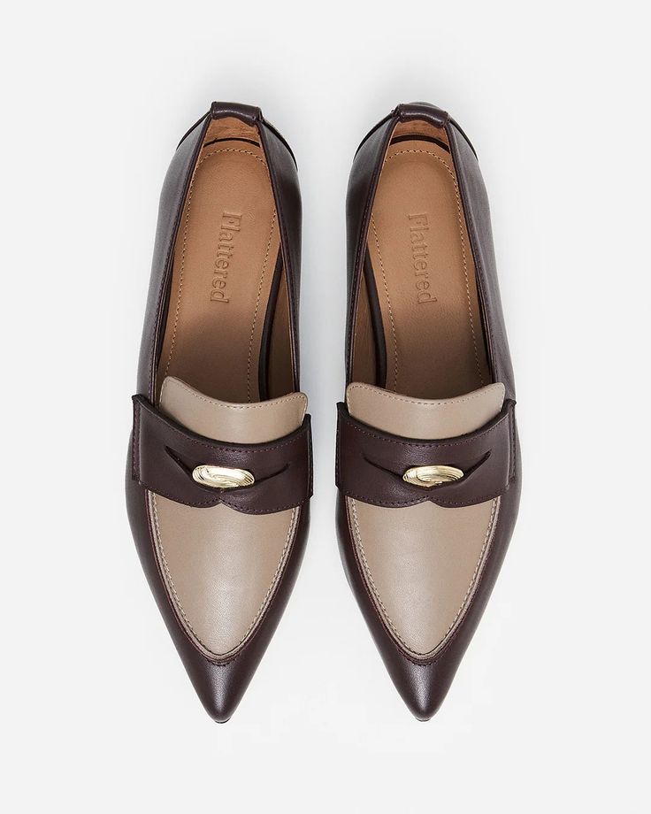 Penelope Leather Taupe/Burgundy – Flattered Changing Habits, Belt Accessories, Goat Leather, Clean Shoes, I Want To Be, Fall Shoes, Design Products, Heeled Loafers, Sneaker Heels