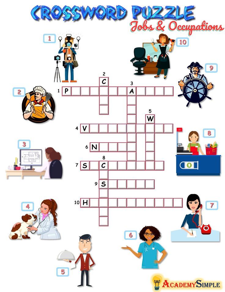 the crossword puzzle is shown with people in different poses and professionss on it