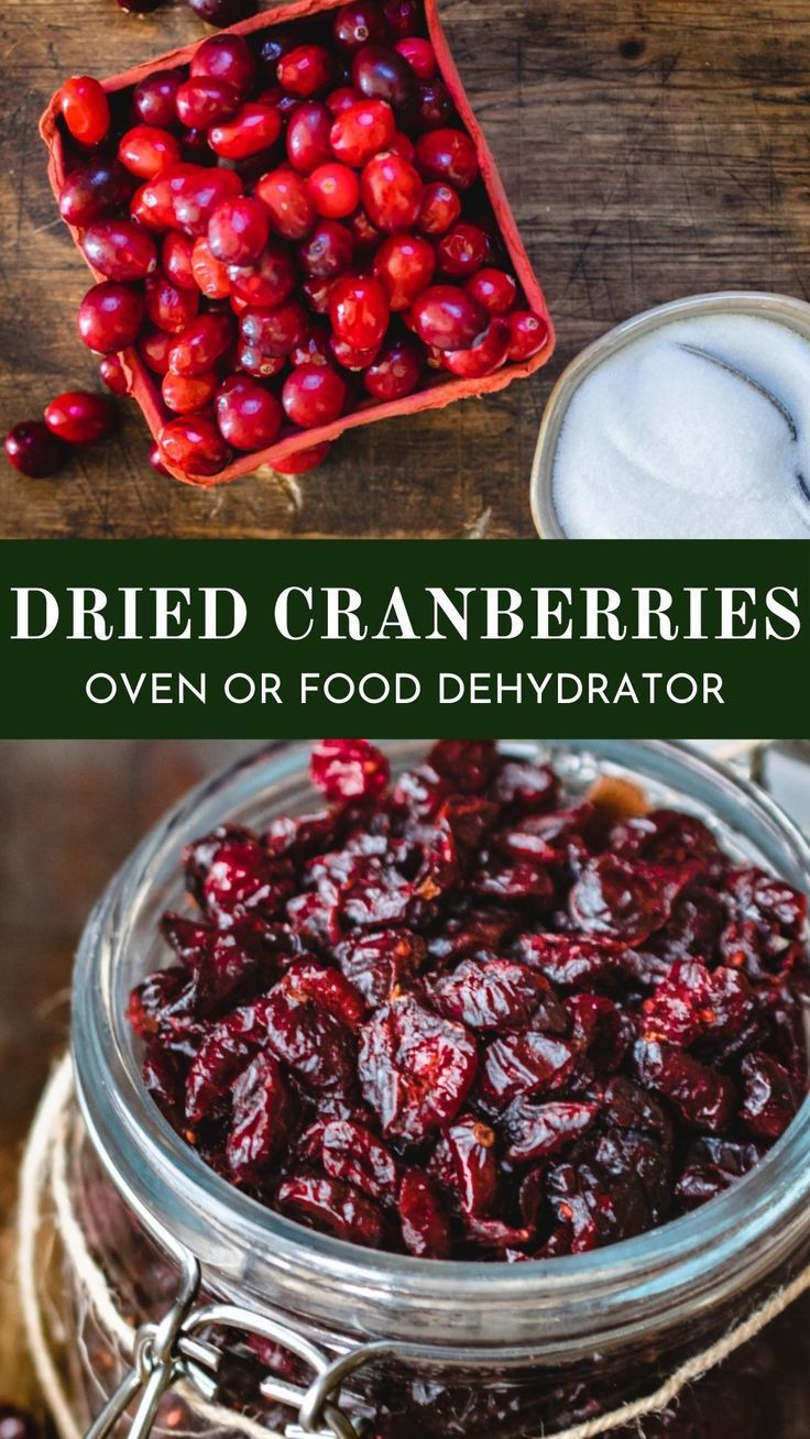 Fresh cranberries and granulated sugar before dehydrating into homemade dried cranberries in a jar. How To Dry Cranberries, Dry Cranberries, Make Shelf, Dehydrator Recipes Fruit, Cranberry Uses, Dried Cranberries Recipes, Dehydrating Food Storage, Food Dehydration, Simple Family Meals