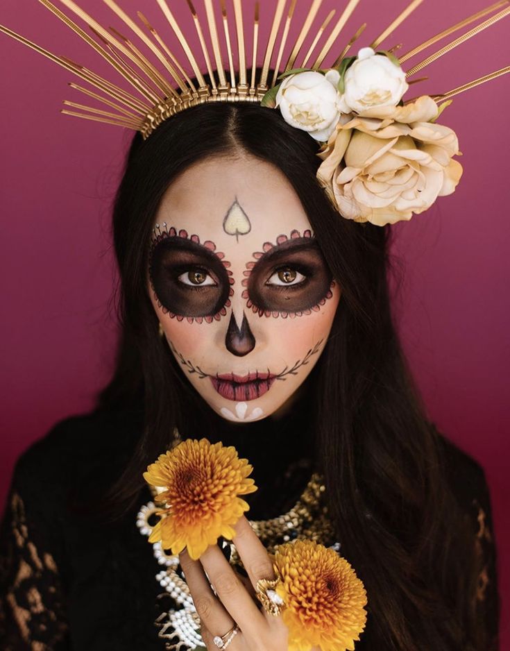 Halloween Makeup Sugar Skull, Halloween 23, Halloween Make Up, Halloween Make, Día De Muertos, Dia De Muertos, Halloween Makeup, Sugar Skull, Makeup Hair