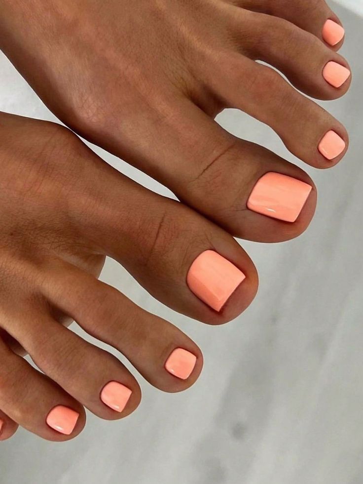 Baby Pink  Collar   Plain Color Nails,Bare Nails,3D Nails Embellished   Beauty Tools Orange Toe Nails, Beach Toe Nails, Pink Toe Nails, Cute Pedicures, Fake Toenails, Pedicure Colors, Gel Toe Nails, Peach Nails, Toe Nail Color