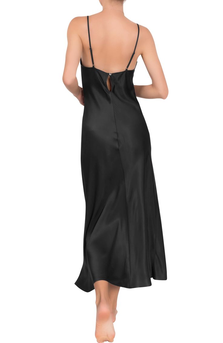 Fall in love with this smooth, satiny nightgown designed in a slinky silhouette with slender adjustable straps. 100% rayon Hand wash, dry flat Made in the USA of imported fabric Black Owned and Founded Satin Finish V-neck Nightgown For Loungewear, Elegant Satin Slip Dress For Sleep, Night Satin Dress With Spaghetti Straps, Elegant Solid Satin Sleepwear, Satin Finish Slip Dress For Night, Satin Dresses With Spaghetti Straps For Night, Elegant Nightgown With Spaghetti Straps For Sleep, Silk Slip Dress With Satin Finish For Sleep, Elegant Satin Nightgown With Spaghetti Straps