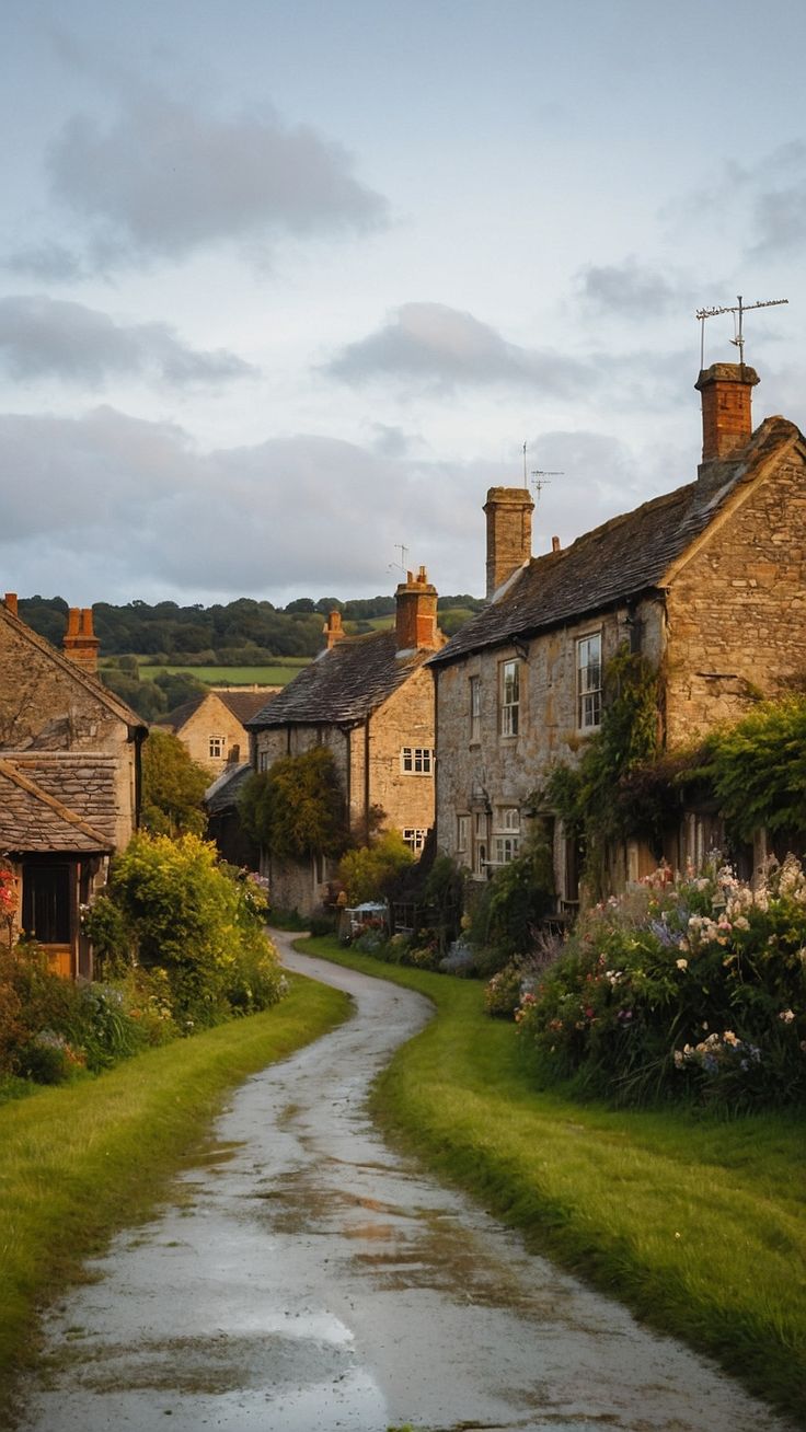 an old country road runs through the village