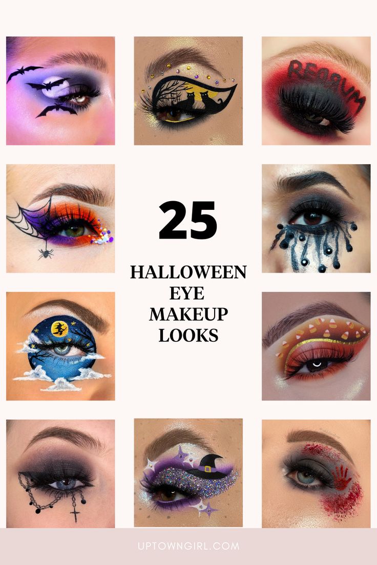 Pretty Halloween Eye Makeup, Halloween Inspired Eye Makeup, October Makeup Looks Simple, Halloween Themed Eye Makeup, Friday The 13th Eye Makeup, Easy Glam Halloween Makeup, Work Halloween Makeup Ideas, Halloween Eye Shadow Look, Diy Easy Halloween Makeup