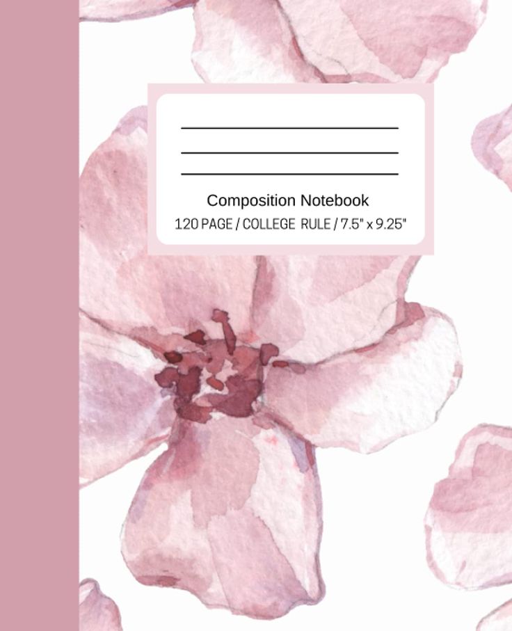 the composition notebook with pink flowers on it