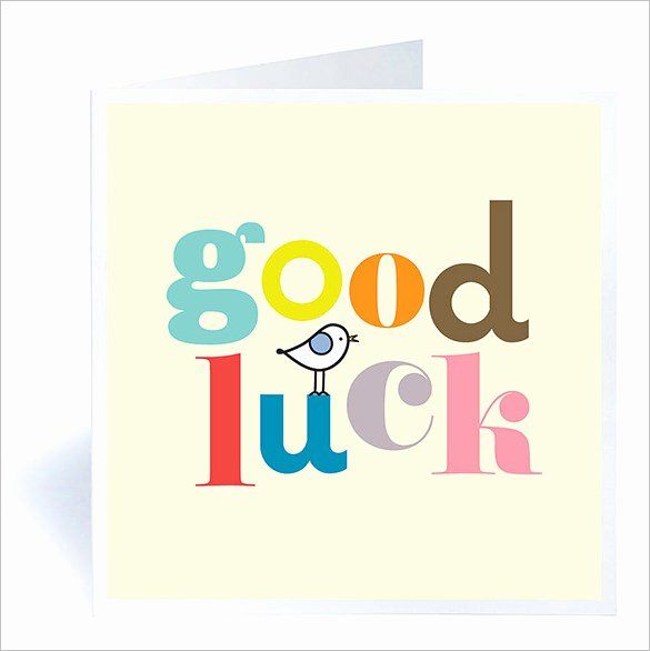 a greeting card with the words good luck and a bird on it's back