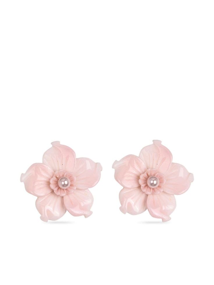 rose pink shell rhodium plating floral motif post-back fastening for pierced ears These earrings come as a pair. We've partnered with Good On You — an independent agency that rates how brands perform in relation to their impact on the planet, people and animals, with a multi-criteria rating simplified to a five points scale. In order to be awarded our conscious label, larger brands need to score a minimum of four out of five ('Good'), while smaller brands must score at least three out of five (' Pink Floral Earrings, Baby Pink Jewellery, Pink Flower Earrings, Jennifer Behr, Planet People, Pink Accessories, Jonathan Adler, Jewelry Essentials, Pink Jewelry