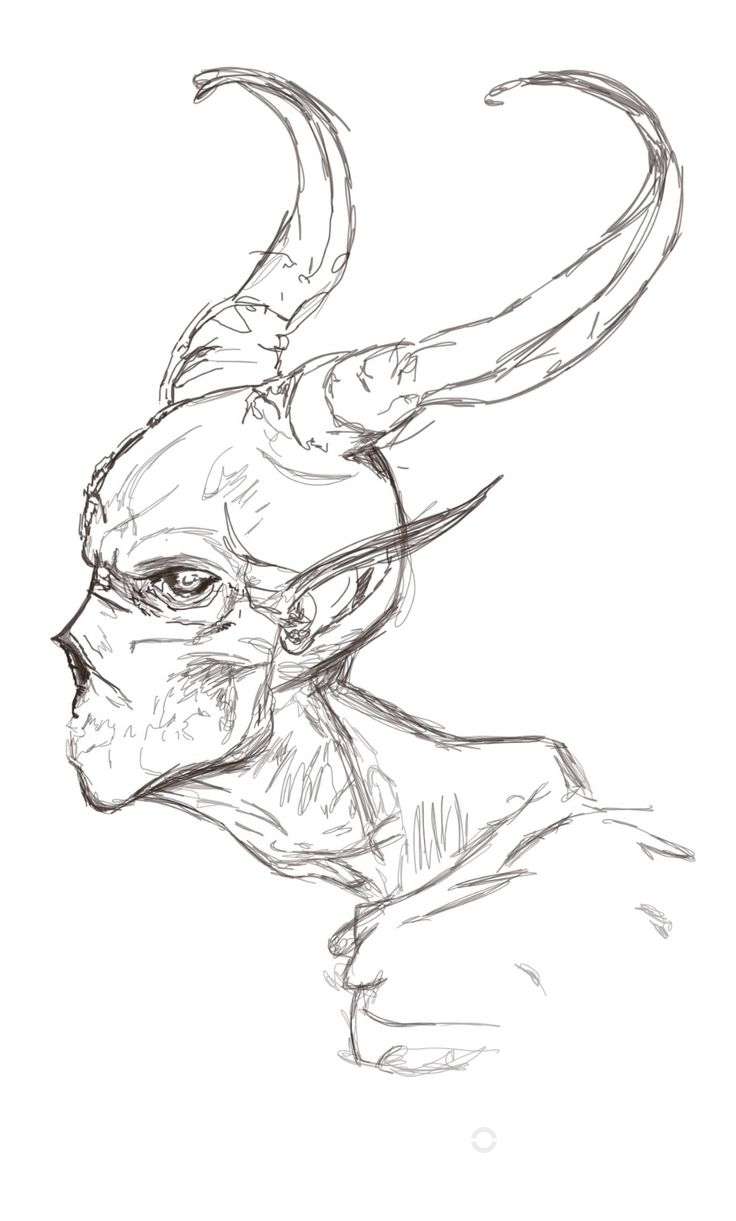 a drawing of a horned animal with horns